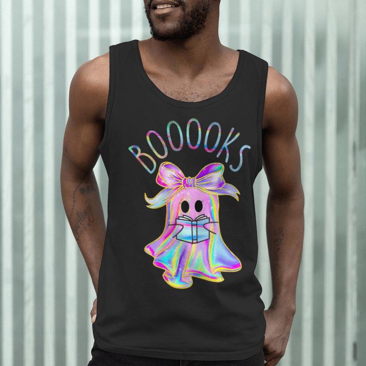 Cute Ghost Book Reading Halloween Teacher Top Girls Women Men Tank Top, novelty gifts, funny gifts