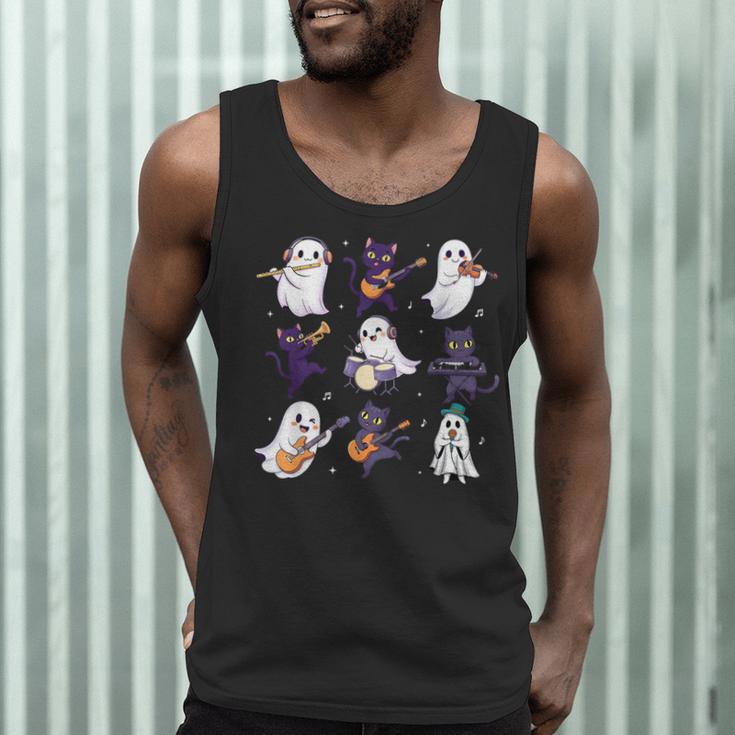 Cute Ghost Cat Playing Musical Halloween Music Teacher Men Tank Top, novelty gifts, funny gifts Cute Ghost Cat Playing Musical Halloween Music Teacher Men Tank Top, novelty gifts, funny gifts