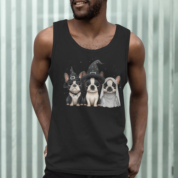 Cute Halloween Boston Terrier Dogs Witch Hat Ghost Dog For Men Women Kids Men Tank Top, novelty gifts, funny gifts