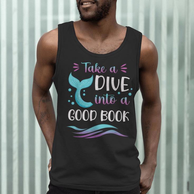 Cute Mermaid Librarian Teacher Dive Into A Good Book Reading Men Tank Top, novelty gifts, funny gifts Cute Mermaid Librarian Teacher Dive Into A Good Book Reading Men Tank Top, novelty gifts, funny gifts