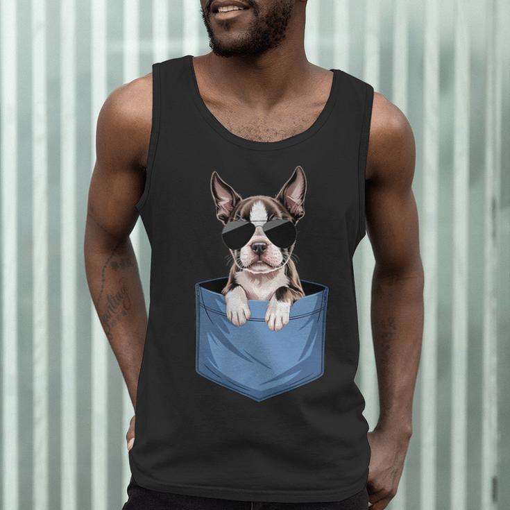 Cute Pocket Boston Terrier Lover Dog Mom Men Tank Top, novelty gifts, funny gifts