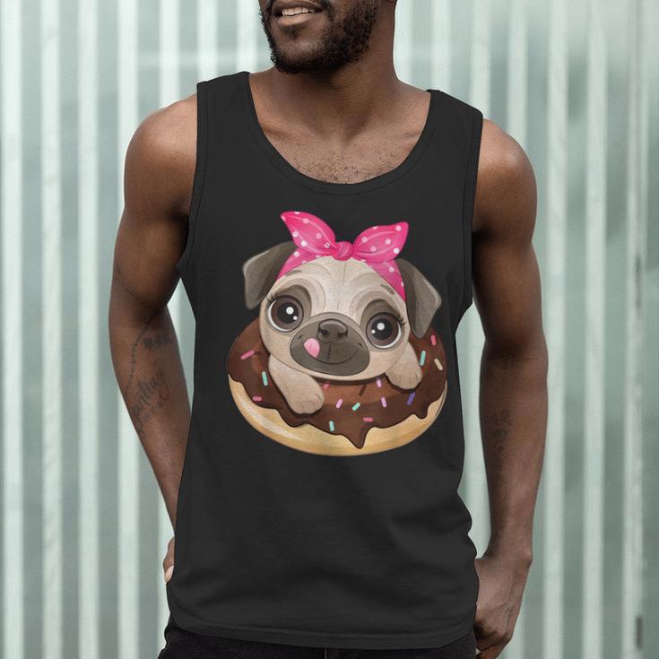 Cute Pug Shirt Donut Girls Dog Men Tank Top, novelty gifts, funny gifts