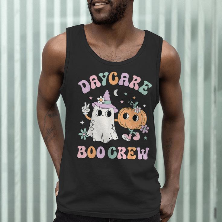 Daycare Boo Crew Groovy Halloween Floral Ghost Kid Teacher Men Tank Top, novelty gifts, funny gifts