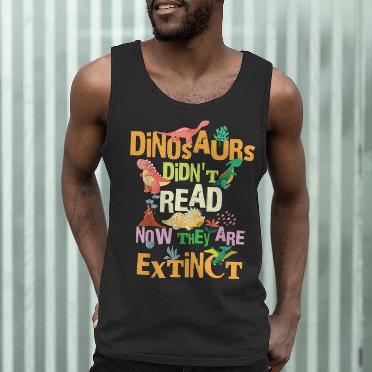 Dinosaurs Didn't Read Now They Are Extinct Reading Teacher Men Tank Top, novelty gifts, funny gifts Dinosaurs Didn't Read Now They Are Extinct Reading Teacher Men Tank Top, novelty gifts, funny gifts