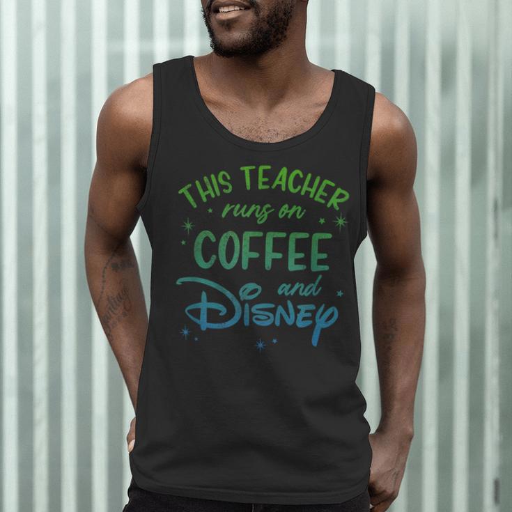 Disney This Teacher Runs On Coffee And Disney Gradient Logo Men Tank Top, novelty gifts, funny gifts Disney This Teacher Runs On Coffee And Disney Gradient Logo Men Tank Top, novelty gifts, funny gifts