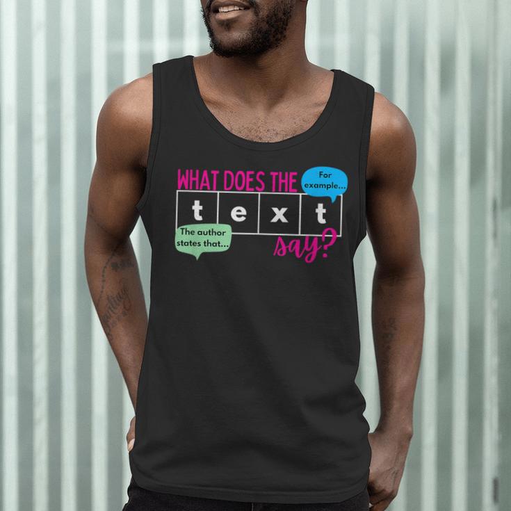 What Does The Text Say Text Evidence Reading Teacher For Men Women Men Tank Top, novelty gifts, funny gifts What Does The Text Say Text Evidence Reading Teacher For Men Women Men Tank Top, novelty gifts, funny gifts
