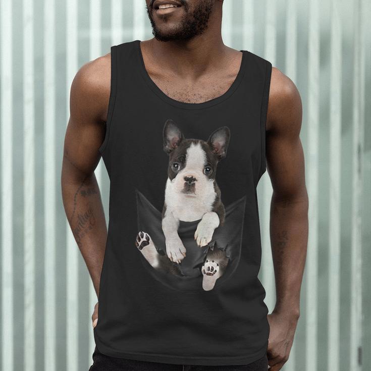 Dog Lovers Boston Terrier In Pocket Dog Face For Men Women Kids Men Tank Top, novelty gifts, funny gifts