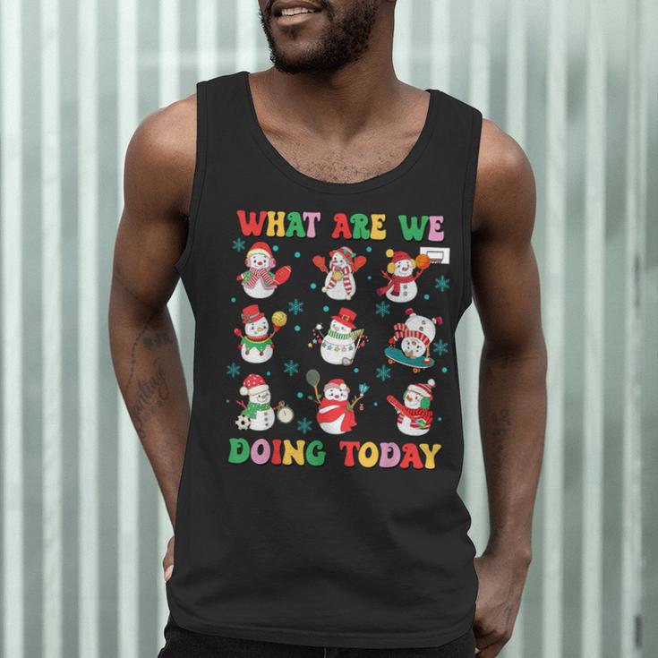 What Are We Doing Today PE Teacher Snowman Christmas Men Tank Top, novelty gifts, funny gifts