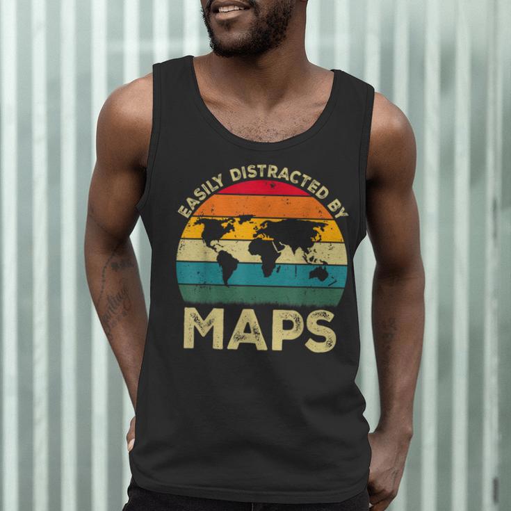 Easily Distracted By Maps Geography Teacher Men Tank Top, novelty gifts, funny gifts