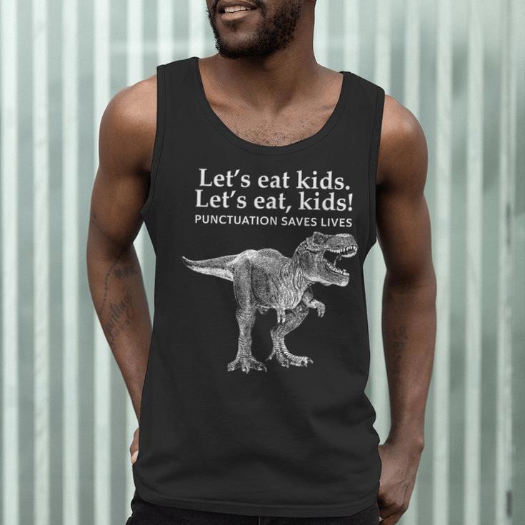 Lets Eat Kids Punctuation Saves Lives Dinosaur Teacher Men Tank Top, novelty gifts, funny gifts Lets Eat Kids Punctuation Saves Lives Dinosaur Teacher Men Tank Top, novelty gifts, funny gifts