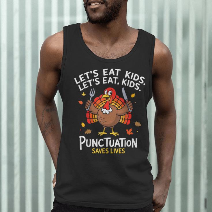 Lets Eat Kids Punctuation Saves Lives Thanksgiving Teacher Men Tank Top, novelty gifts, funny gifts Lets Eat Kids Punctuation Saves Lives Thanksgiving Teacher Men Tank Top, novelty gifts, funny gifts