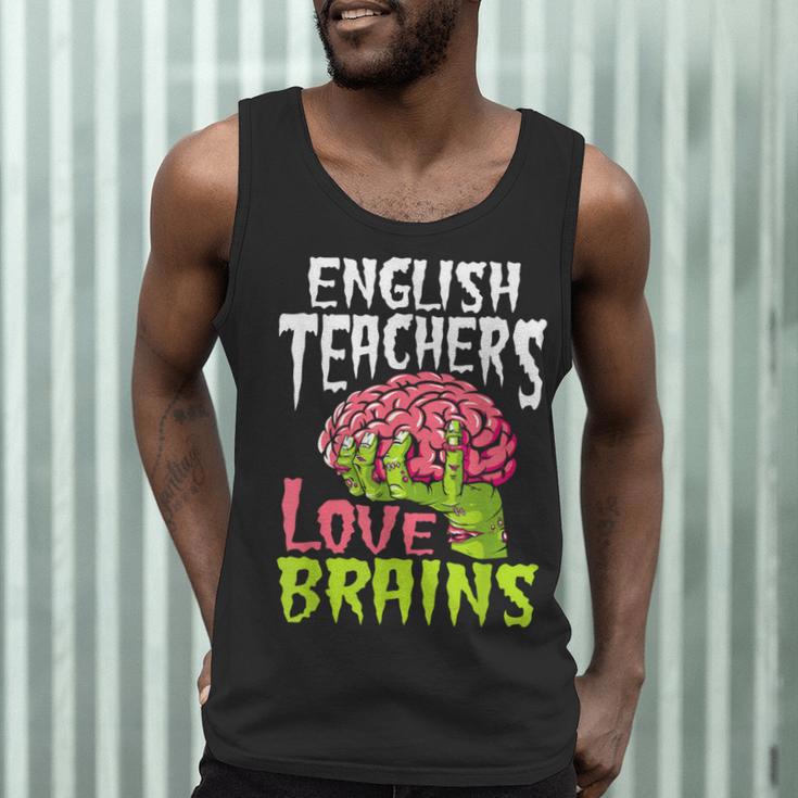 English Teachers Love Brains Zombie Teacher School Halloween Men Tank Top, novelty gifts, funny gifts
