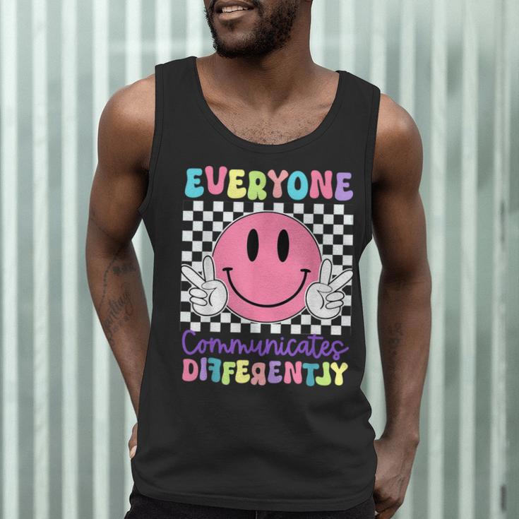 Everyone Communicates Differently Autism Awareness Teacher Men Tank Top, novelty gifts, funny gifts Everyone Communicates Differently Autism Awareness Teacher Men Tank Top, novelty gifts, funny gifts