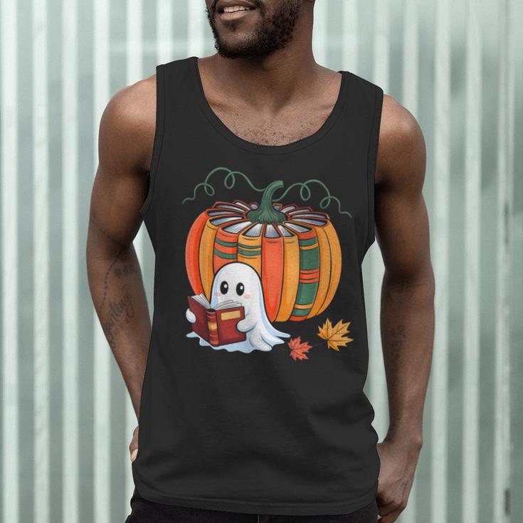 Fall Book Pumpkin Ghost Reading Books Halloween Teacher Men Tank Top, novelty gifts, funny gifts Fall Book Pumpkin Ghost Reading Books Halloween Teacher Men Tank Top, novelty gifts, funny gifts