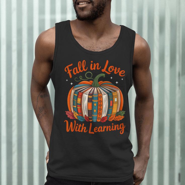 Fall In Love With Learning Book Lover Autumn Pumpkin Teacher Men Tank Top, novelty gifts, funny gifts Fall In Love With Learning Book Lover Autumn Pumpkin Teacher Men Tank Top, novelty gifts, funny gifts