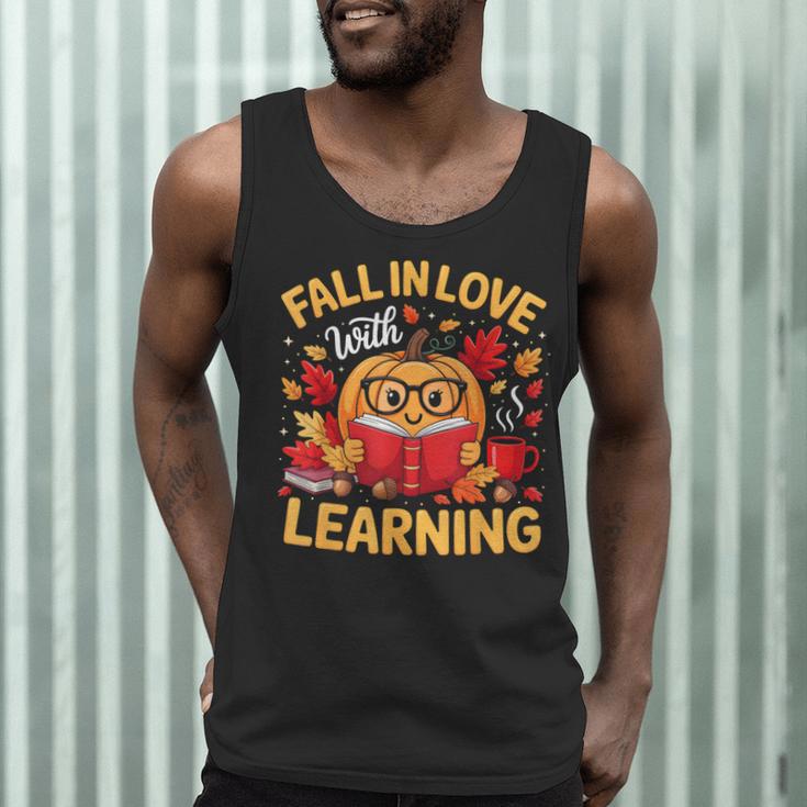 Fall In Love With Learning Pumpkin Thanksgiving Teacher Fall Men Tank Top, novelty gifts, funny gifts Fall In Love With Learning Pumpkin Thanksgiving Teacher Fall Men Tank Top, novelty gifts, funny gifts