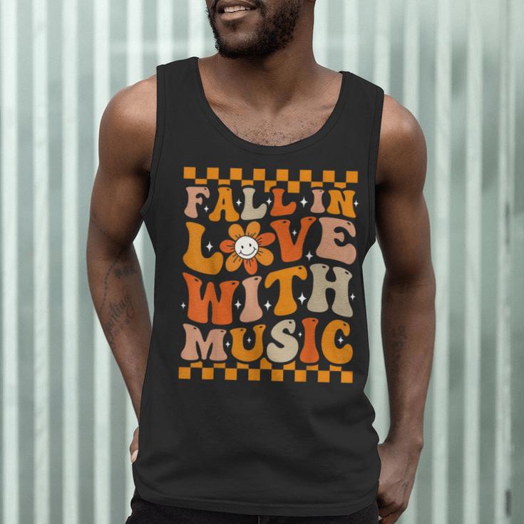 Fall In Love With Music Groovy Thanksgiving Music Teacher Men Women Girls Kids Men Tank Top, novelty gifts, funny gifts