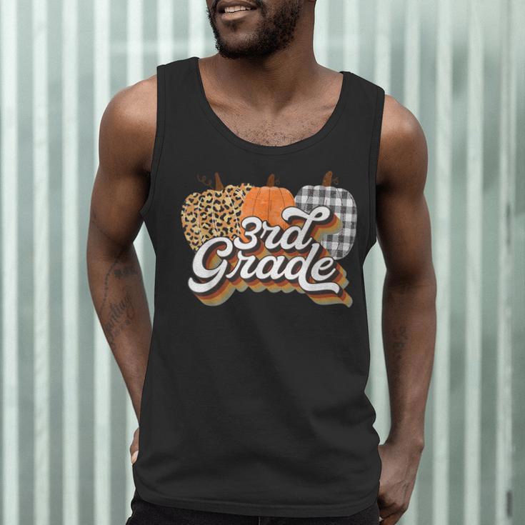 Fall Teacher Shirt 3rd Grade Teacher Retro Halloween Pumpkin Men Tank Top, novelty gifts, funny gifts