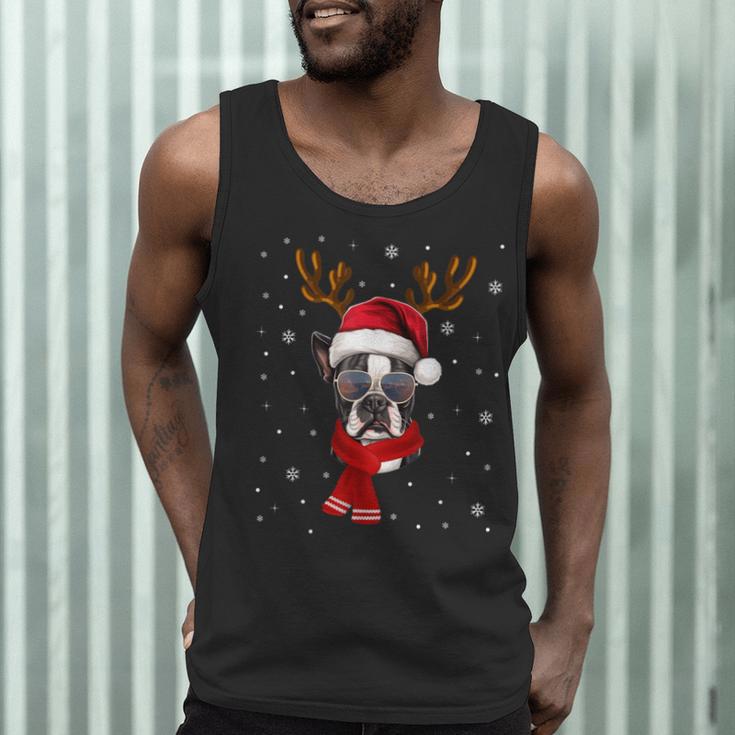 Family Matching Reindeer Xmas Boston Terrier Christmas Men Tank Top, novelty gifts, funny gifts
