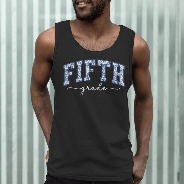 Fifth Grade Coquette Toile Blue Bow Floral Women Teacher Men Tank Top, novelty gifts, funny gifts Fifth Grade Coquette Toile Blue Bow Floral Women Teacher Men Tank Top, novelty gifts, funny gifts