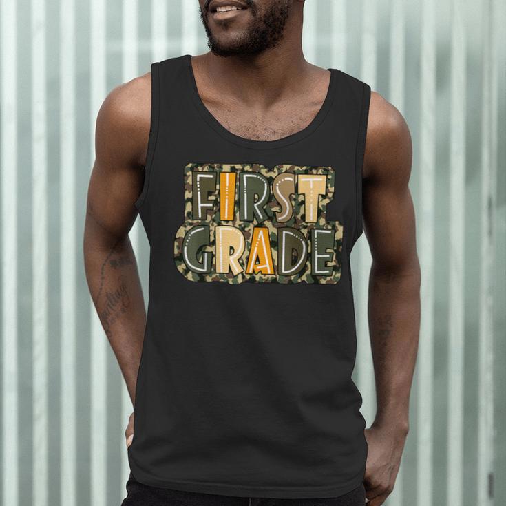 First 1St Grade Camo Camouflage Boy Teacher Back To School Men Tank Top, novelty gifts, funny gifts
