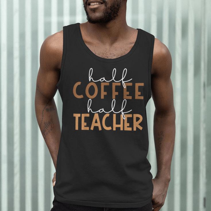 First Day Back To School Half Coffee Half Teacher Women Men Tank Top, novelty gifts, funny gifts First Day Back To School Half Coffee Half Teacher Women Men Tank Top, novelty gifts, funny gifts