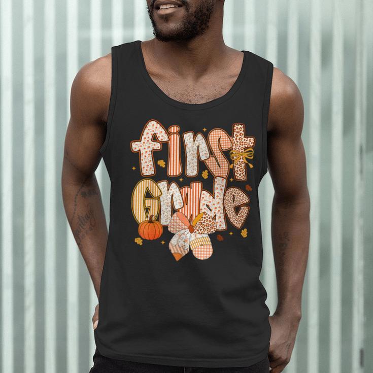 First Grade Fall Floral Coquette Bow Teachers Students Men Tank Top, novelty gifts, funny gifts First Grade Fall Floral Coquette Bow Teachers Students Men Tank Top, novelty gifts, funny gifts