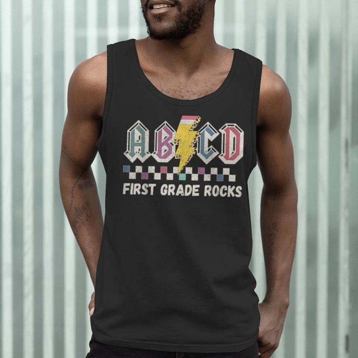 First Grade Rocks Teachers Back To School ABCD Rock Students Men Tank Top, novelty gifts, funny gifts First Grade Rocks Teachers Back To School ABCD Rock Students Men Tank Top, novelty gifts, funny gifts