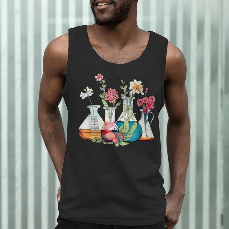 Floral Beakers Chemistry Lab Teacher Men Tank Top, novelty gifts, funny gifts
