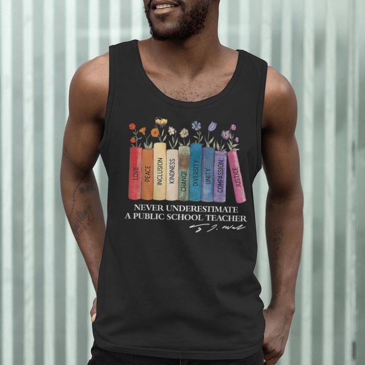 Floral Books Never Underestimate A Public School Teacher Men Tank Top, novelty gifts, funny gifts Floral Books Never Underestimate A Public School Teacher Men Tank Top, novelty gifts, funny gifts