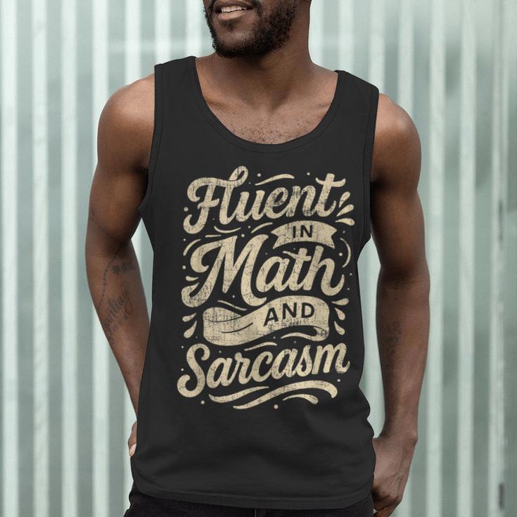 Fluent In Math And Sarcasm Teacher Men Tank Top, novelty gifts, funny gifts Fluent In Math And Sarcasm Teacher Men Tank Top, novelty gifts, funny gifts