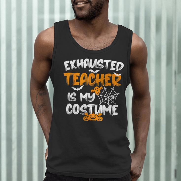 Fun Halloween Sayings Quotes Exhausted Teacher Is My Costume -Adults Short Sleeve Halloween Teacher T-Shirt Small Men Tank Top, novelty gifts, funny gifts