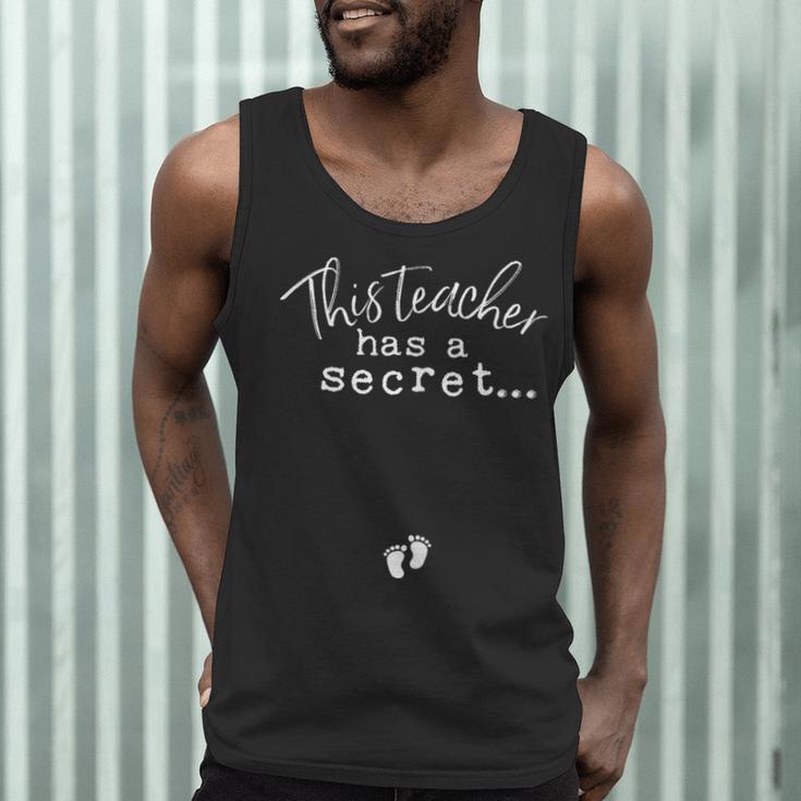 Fun Pregnant Teacher Announcement Idea- Footprints On Tummy Men Tank Top, novelty gifts, funny gifts