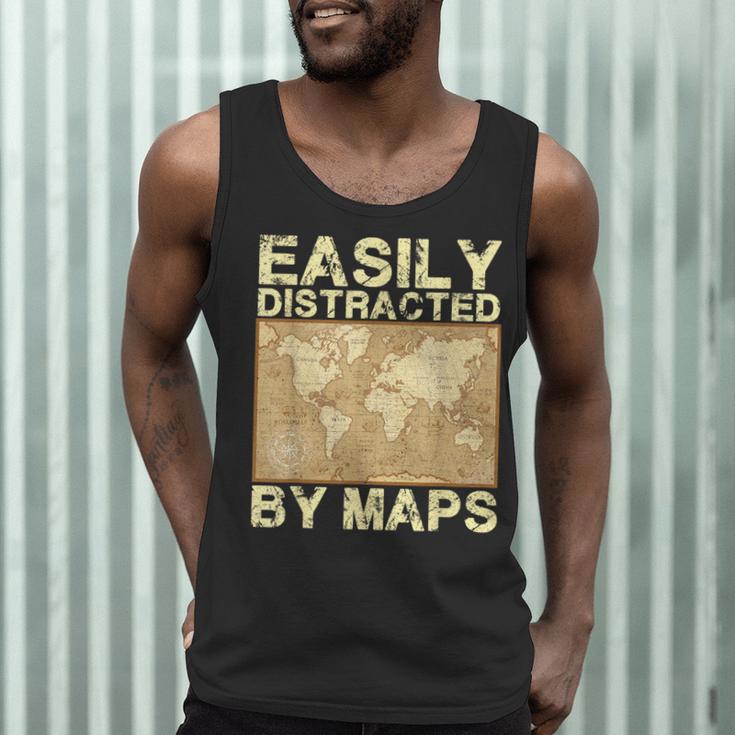 Geography Teacher Easily Distracted By Maps Men Tank Top, novelty gifts, funny gifts