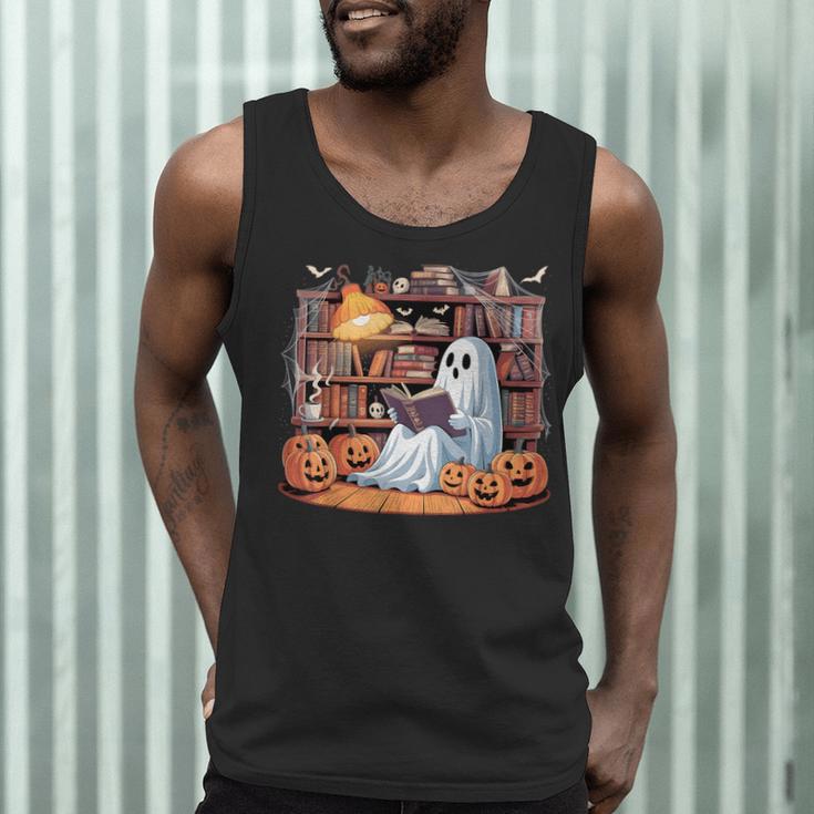Ghost Book Reading Halloween Books Lover Teacher Men Tank Top, novelty gifts, funny gifts
