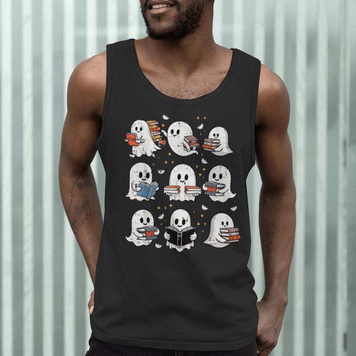 Ghosts With Books Library Halloween Men Women Kids Teacher Men Tank Top, novelty gifts, funny gifts