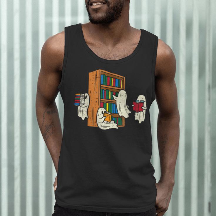 Ghosts Reading Books Teacher Halloween Librarian Boooks Men Tank Top, novelty gifts, funny gifts