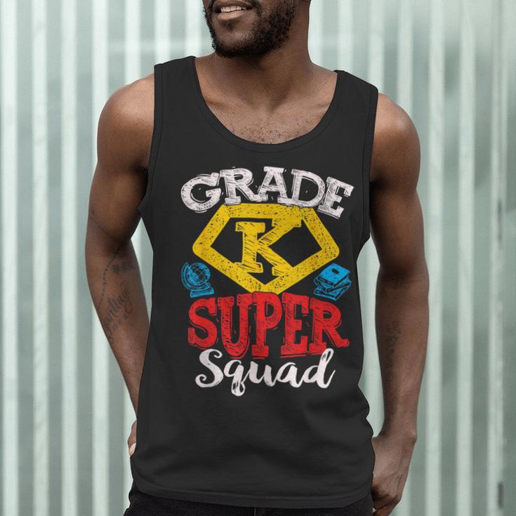 Grade K Super Squad Superhero Kindergarten Teacher Team Men Tank Top, novelty gifts, funny gifts