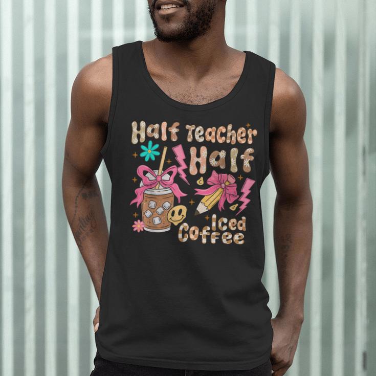 Half Teacher Half Iced Coffee Back To School Men Tank Top, novelty gifts, funny gifts Half Teacher Half Iced Coffee Back To School Men Tank Top, novelty gifts, funny gifts