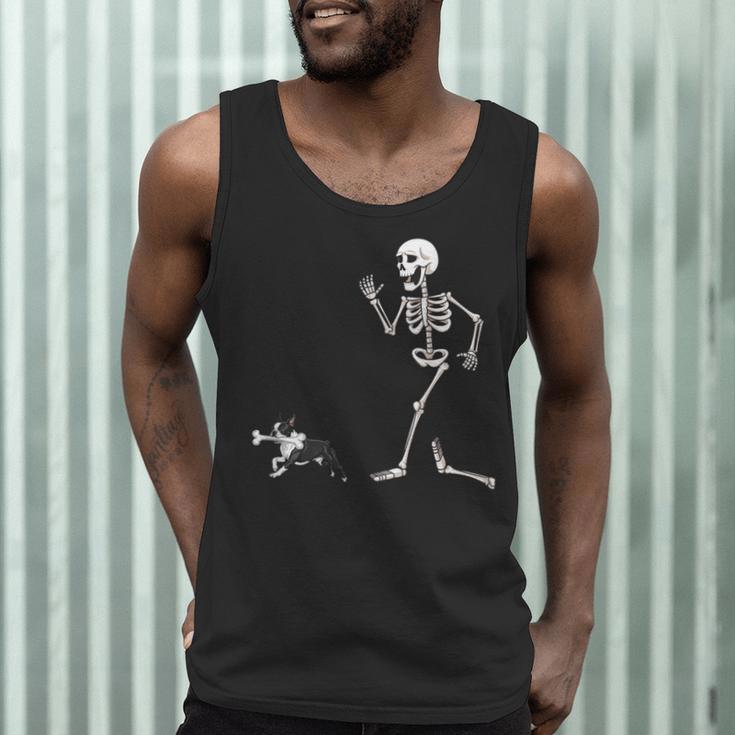 Halloween Boston Terrier And Skeleton Men Tank Top, novelty gifts, funny gifts