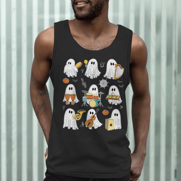 Halloween Ghost Music Teacher Playing Instruments Men Tank Top, novelty gifts, funny gifts