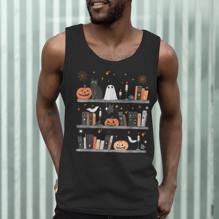 Halloween Library Ghost Books Teacher Spooky Trick Or Teach Men Tank Top, novelty gifts, funny gifts