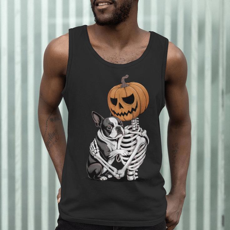 Halloween Skeleton Boston Terrier Men Tank Top, novelty gifts, funny gifts