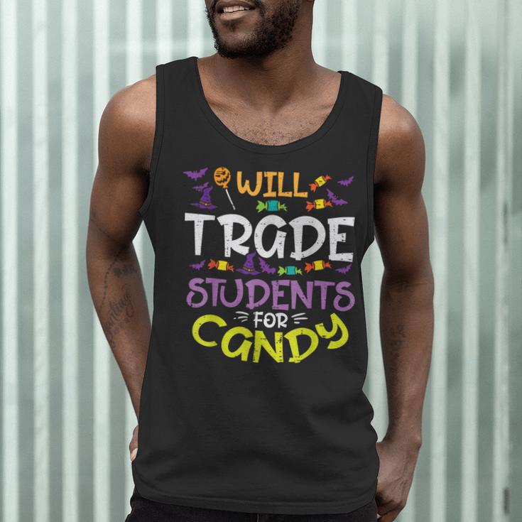 Halloween Teacher Will Trade Students For Candy Women Men Men Tank Top, novelty gifts, funny gifts