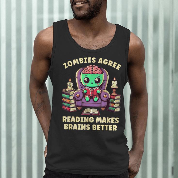 Halloween Teacher Zombie Reading Is Good For Brains Men Tank Top, novelty gifts, funny gifts Halloween Teacher Zombie Reading Is Good For Brains Men Tank Top, novelty gifts, funny gifts