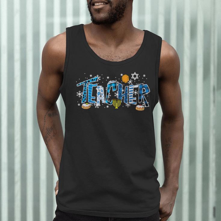 Hanukkah Leopard Plaid Teacher Chanukah Jewish Women Men Men Tank Top, novelty gifts, funny gifts