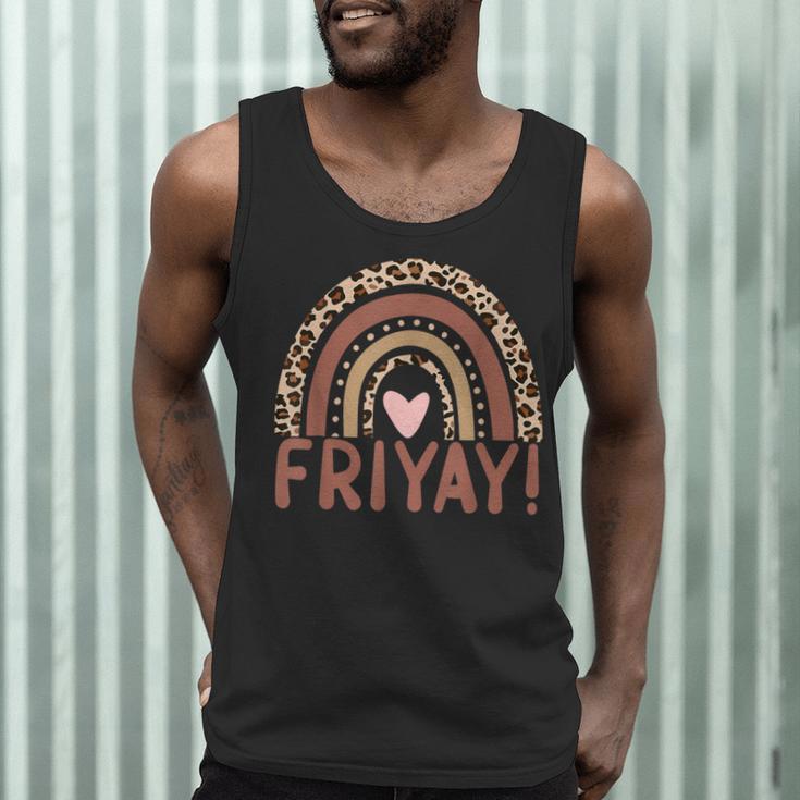 Happy Fri-Yay Friday Lovers Fun Teacher Leopard Rainbow Men Women Girls Kids Men Tank Top, novelty gifts, funny gifts