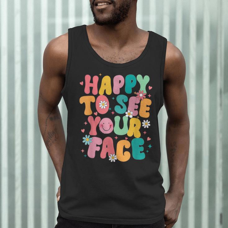 Happy To See Your Face Teacher Disco Ball Back To School Men Tank Top, novelty gifts, funny gifts