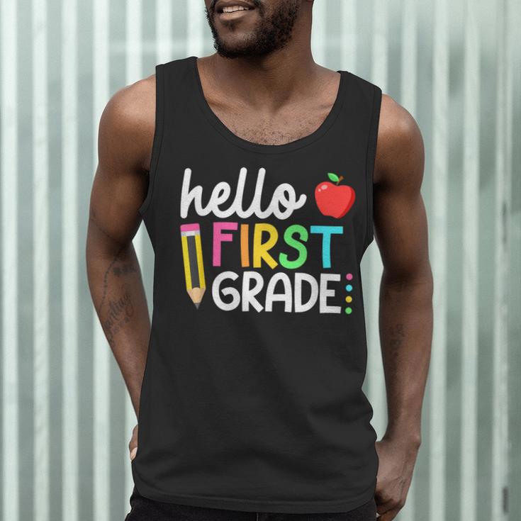 Hello First Grade Team 1st Grade Back To School Teacher Kids Men Tank Top, novelty gifts, funny gifts