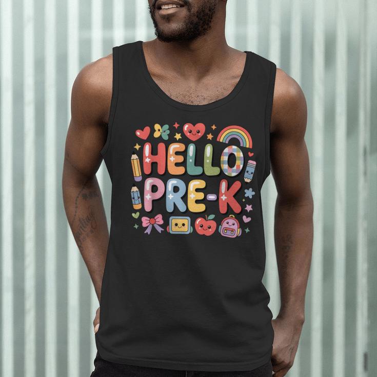 Hello Pre-K Back To School Teacher Student Fun Graphic Tee Men Tank Top, novelty gifts, funny gifts Hello Pre-K Back To School Teacher Student Fun Graphic Tee Men Tank Top, novelty gifts, funny gifts
